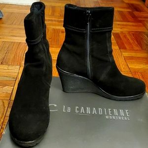 La Canadienne Black Suede Waterproof Boots with - 8M